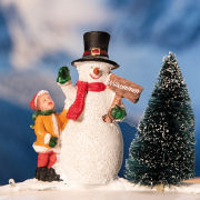 Lichthäuser Miniaturfigur Schneemann mit Willkommensschild
