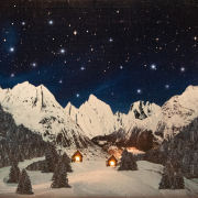 Lichthäuser Weihnachtsdeko Berg-Panorama mit LED-Sternen
