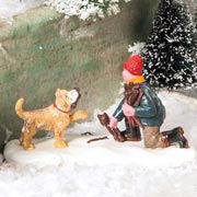 Lichthäuser Miniaturfigur „Junge mit Hund im Schnee”