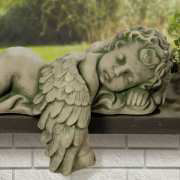Steinguss Gartenfigur & Grabschmuck, liegender Engel