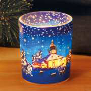 Teelichthalter Weihnachtsdeko Leuchtglas „Seiffener Kirche”