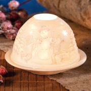 Dome Light Porzellan-Windlicht mit Motiv „Winterkinder”
