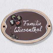 Haustürschild „Glücks-Kleeblatt”, Keramik Namensschild
