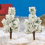 Lichthäuser Miniatur Pinienbäume, schneebedeckt, 2er-Set