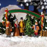 Lichthäuser Miniaturfiguren Set „Christbaum Verkauf”