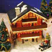 Keramik Lichthaus Weihnachtsdeko „Allgäu Holzhaus”