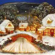 Lichthäuser Weihnachtsdeko Set „Dorf am Fluss mit Brücke”