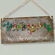 Wandhänger „Fröhliche Weihnachten”, Vogelmotiv Dekoschild