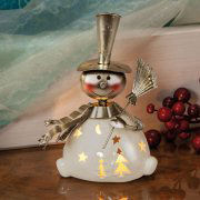 Keramik Windlicht „Schneemann”, Tischdeko Teelichthalter