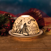 Dome Light Porzellan-Windlicht „Verschneites Dorf”