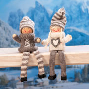 Kantenhocker Dekofiguren Set „Winter-Kinder” aus hellem Stoff