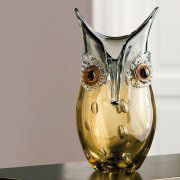 2 schöne Vasen mit Eulen Uhu Kautz Owl ECHT HANDGESCHLIFFEN 