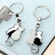 Schlüsselanhänger „Katzenpaar”, Schlüsselring aus Edelstahl