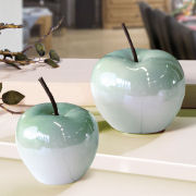 Tischdeko Keramik-Äpfel aus perlmutt-grüner Keramik