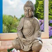 Buddha-Figur meditierend, sitzend, steingrau, 50 cm