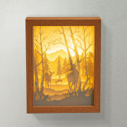 Schattenbild „Elch im Wald”, 3D-Wanddeko mit Beleuchtung