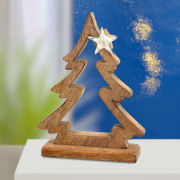 Deko-Tannenbaum mit Stern, Weihnachtsdeko aus Holz