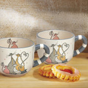 Keramikbecher-Set mit Katzenmotiv für heiße und kalte Getränke