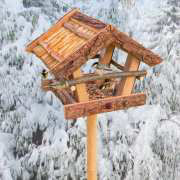 Vogel-Futterhaus „Klassik” aus Naturholz mit Dach