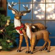 Weihnachtsfiguren „Hirsch mit Rehkitz”, 2er-Set Dekofiguren