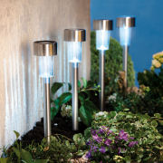 Solar-Gartenstecker in Edelstahl-Optik, 4er-Set mit LED