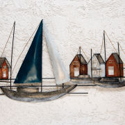 Wandrelief „Carolinensiel”, maritime Wanddeko aus Metall