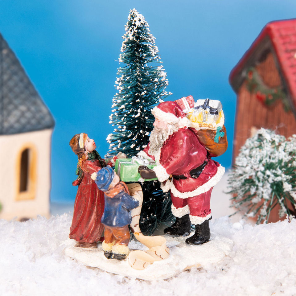 Lichthäuser Miniaturfiguren Set „Weihnachtsmann mit Kindern”
