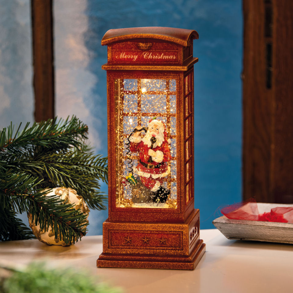 Weihnachtsdeko Glitzer-Telefonzelle „Merry Christmas”