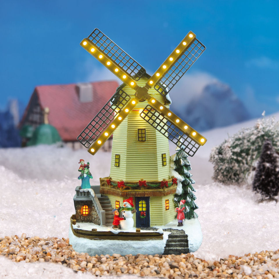 Lichthäuser Weihnachtsdeko „Windmühle Aurora” mit Licht