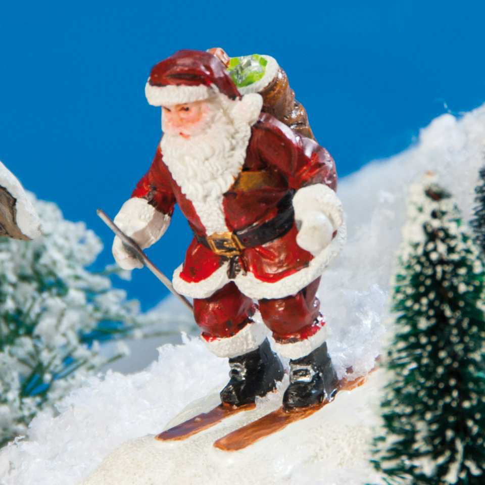 Lichthäuser Miniaturfigur „Weihnachtsmann auf Skiern”