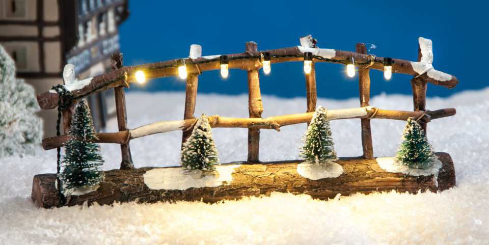 Miniatur Holzzaun mit Beleuchtung, Lichthäuser Zubehör