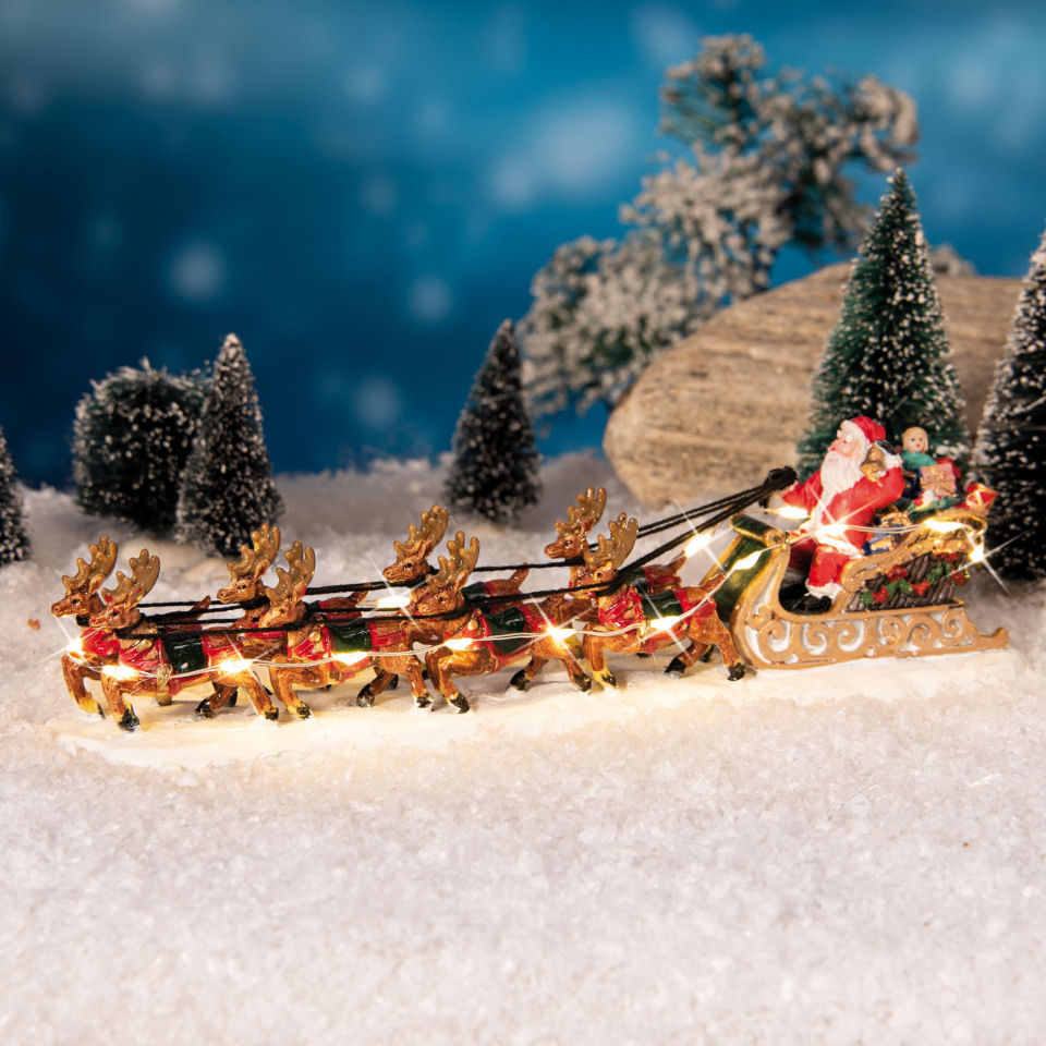 Lichthäuser Miniaturfigur „Rentier-Weihnachtsschlitten”