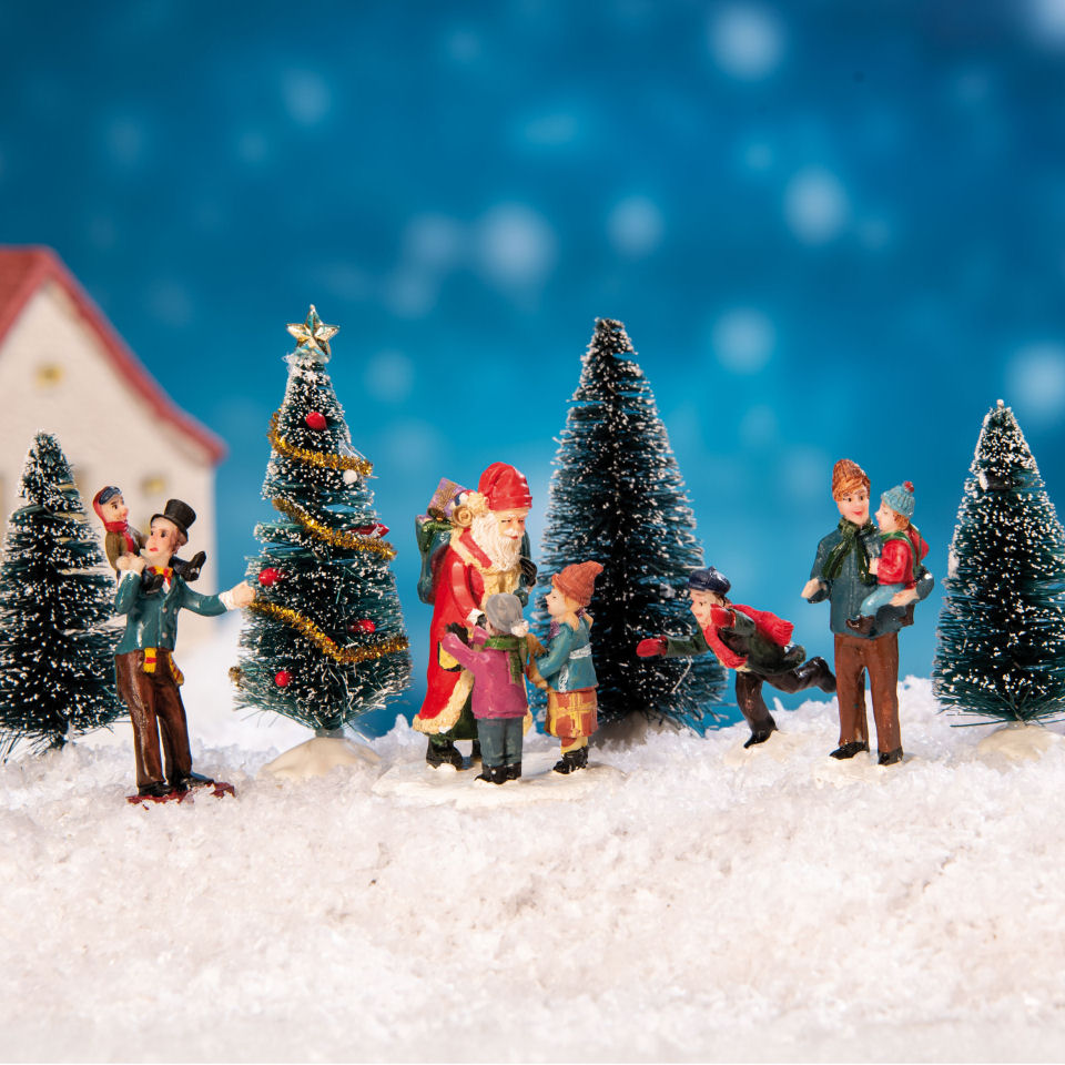Lichthäuser Miniaturfiguren Set „Nikolaus mit Kindern”