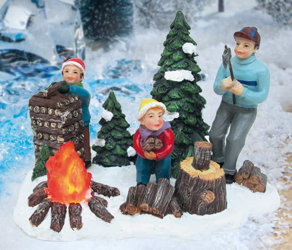 Lichthäuser Miniaturfiguren „Holzfäller am Feuer”