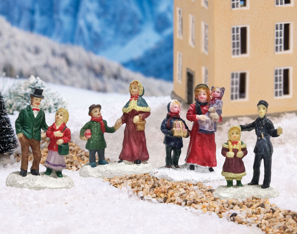 Lichthäuser Miniaturfiguren „Winterspaziergang”