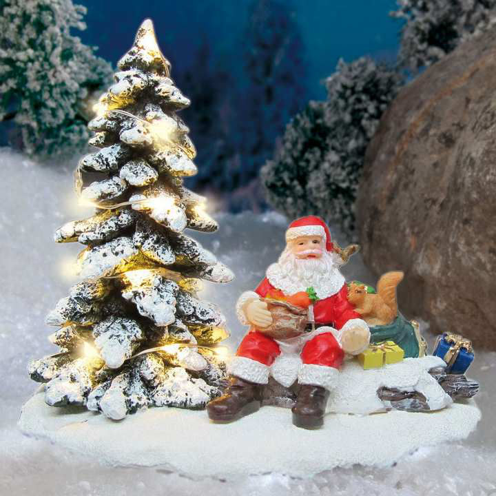 Lichthäuser Miniaturfiguren Set „Weihnachtsmann im Wald”