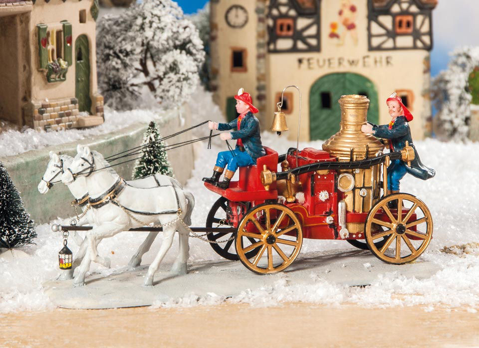 Lichthäuser Miniatur Weihnachtsdeko „Feuerwehrkutsche”