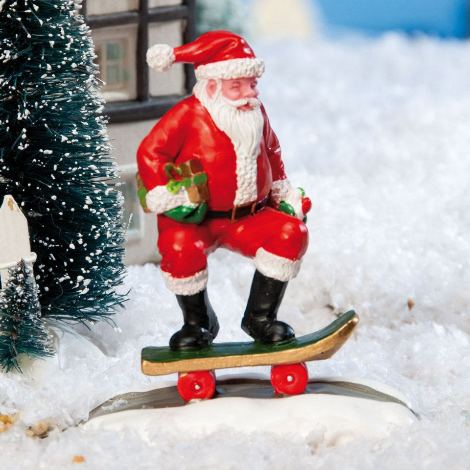 Lichthäuser Miniaturfigur „Weihnachtsmann auf Skateboard”