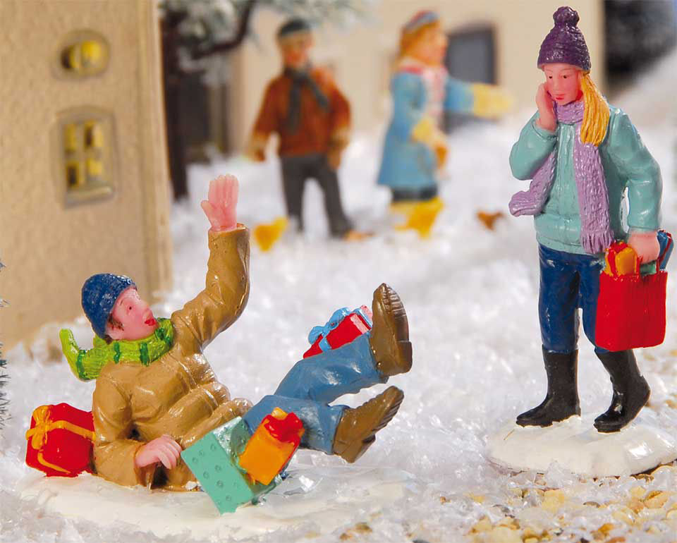 Lichthäuser Miniaturfiguren Set „Ausrutscher im Schnee”