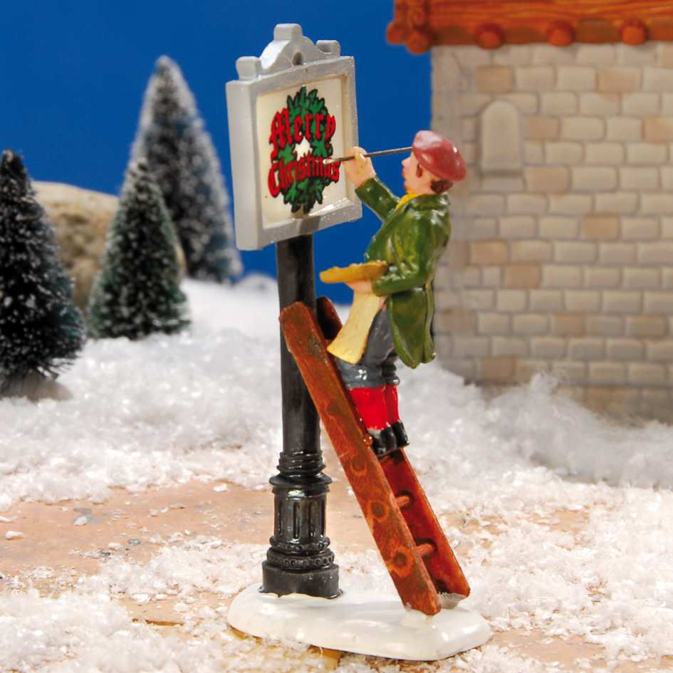 Lichthäuser Miniaturfigur „Schildermaler Merry Christmas”
