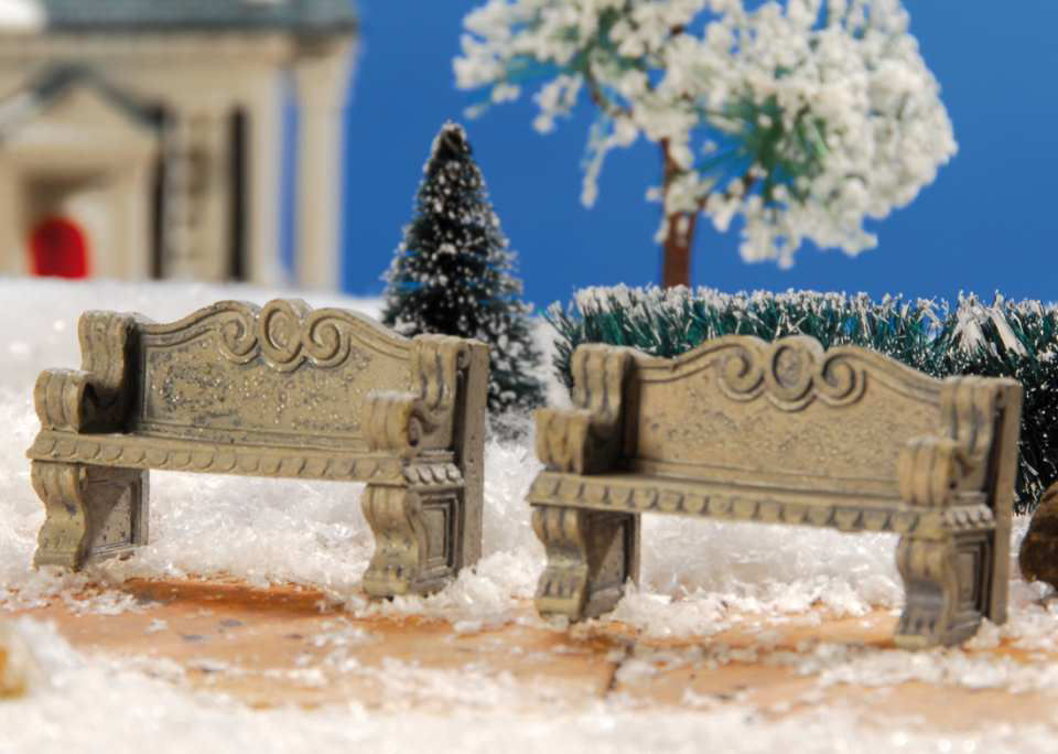 Lichthäuser Miniatur Weihnachtsdeko „Steinbänke”