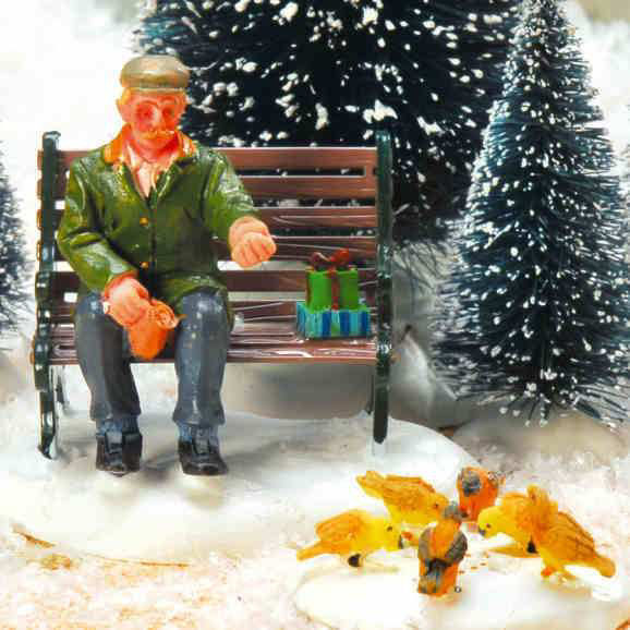 Lichthäuser Miniaturfiguren Set „Vogelfütterung im Winter”