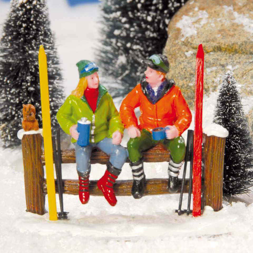 Lichthäuser Miniaturfiguren „Skifahrer am Zaun”
