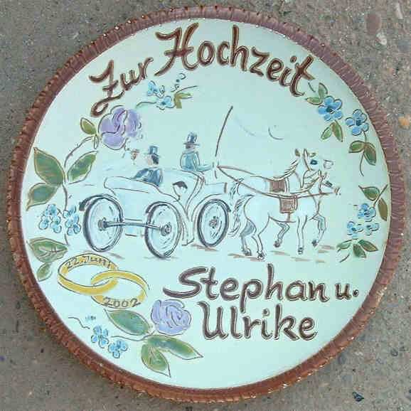 Hochzeitsteller „Kutsche”, Hochzeitsgeschenk aus Keramik