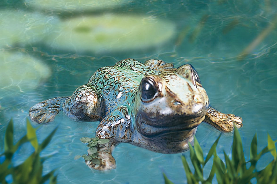 Gartenteich Schwimmfrosch, Gartendeko Teichfigur