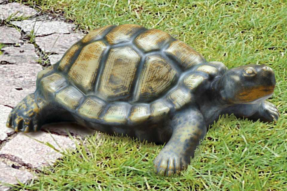 Gartenschildkröte Kunibert, naturgetreu, Keramik, natur