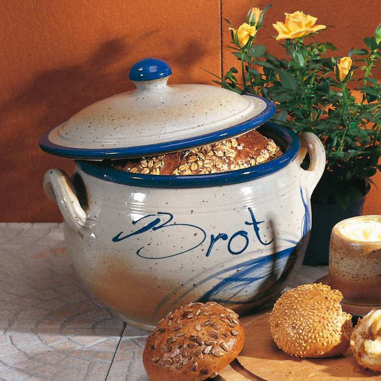 Rustikaler Brottopf, Brotbehälter aus Steinzeug