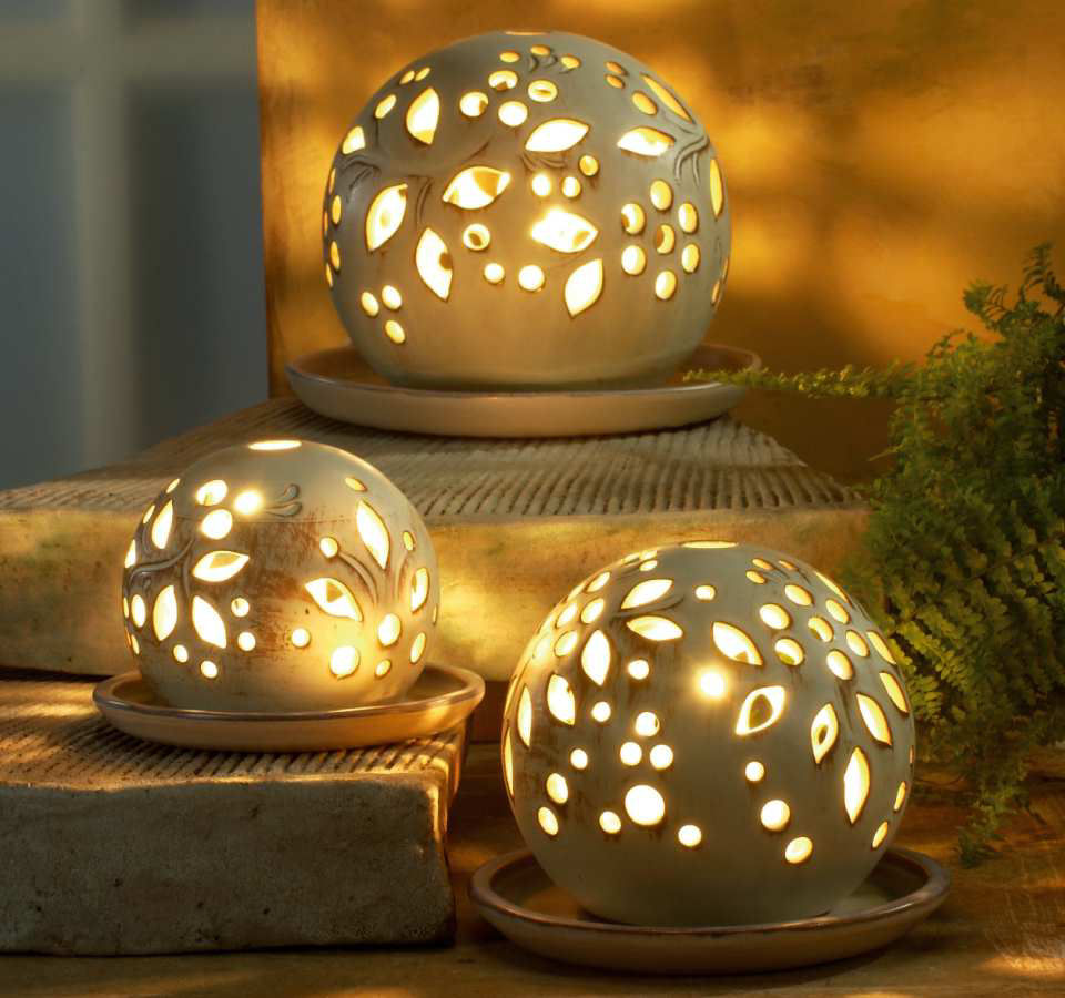 Lichtkugeln aus Keramik, Deko Stimmungslampen, hell