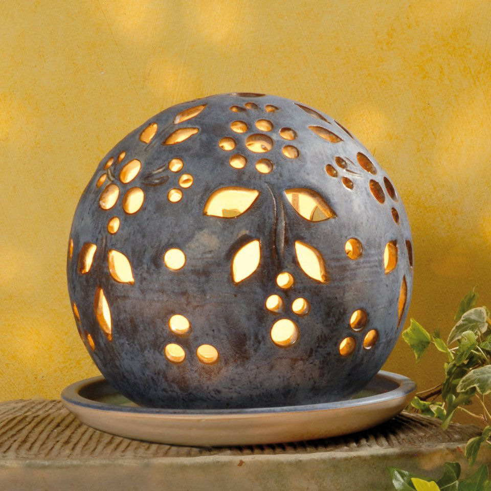 Lichtkugel aus Keramik, Deko Stimmungslampe, granit
