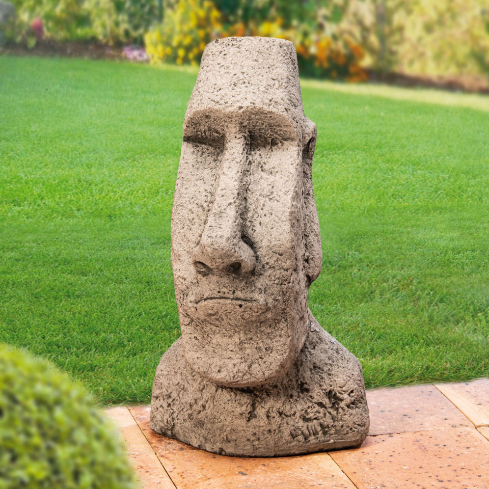 Steinskulptur Moai, Dekofigur zur Gartendekoration